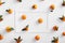 Ripe oranges on white background with copyspace