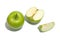 Ripe parts green apple Isolated on a white background. Healthy eating and dieting concept