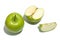 Ripe parts green apple Isolated on a white background. Healthy eating and dieting concept