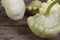 Ripe pattypan squash on a old table