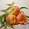 Ripe peaches delight on white