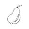 Ripe pear black and white illustration on a white background