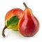 Ripe pears close-up on a white background.