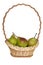 Ripe pears in handmade basket