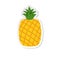 Ripe pineapple clipart icon with green leaves. Sticker vector illustration