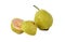 Ripe pink guava on white