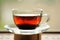 Ripe puerh tea brewed in glass cup