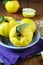 Ripe quince in a bowl