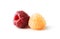 Ripe raspberries of two types, yellow and red, isolated