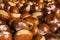 Ripe raw chestnuts close up