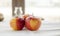 Ripe Red Apple Wooden Bowls Other Apples Table