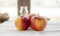 Ripe Red Apple Wooden Bowls Other Apples Table