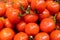 Ripe red branch tomatoes close-up. Summer tray market agriculture farm full of organic vegetables, can be used as