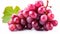 Ripe red grape. Pink bunch with leaves isolated on white. With clipping path. Full depth of field, generative ai