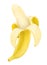 Ripe shelled banana on a white.