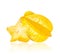 Ripe sliced and whole carambola closeup, isolated on a white background