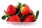 Ripe strawberries in a plastic package on a white background. Delicious fresh berries in a container for sale to