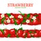 Ripe strawberry horizontal seamless borders . Vector illustration card Wide and narrow endless strip with red berries