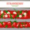 Ripe strawberry horizontal seamless borders . Vector illustration card Wide and narrow endless strip with red berries