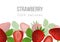 Ripe Strawberry poster. 100 percent natural. berries at the bottom