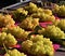 Ripe and sweet green grapes at market stall