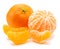 Ripe tangerine fruits with and mandarin slices on white background