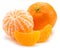 Ripe tangerine fruits with and mandarin slices on white background