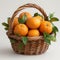 ripe tangerines in a wicker basket