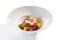 Ripe Tomato Salad with Strawberries, Crab Meat and Strachatella Cheese