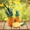 Ripe tropical pineapples on background