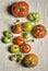 Ripe and unripe tomatoes