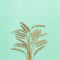 Ripe wheat on mint colored paper background. Harvest time. Spike of wheat close up