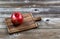 Ripe Whole Pomegranate on Vintage Wooden server board