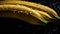 Ripe yellow bananas with water drops, banner, Generative AI 1