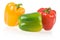 Ripe Yellow, Green and Red Paprika Isolated