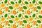 Ripe yellow melon seamless pattern