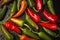 Ripening red and green peppers