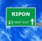 RIPON road sign against clear blue sky