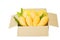 Ripped mangoes in a paper box ready to export.