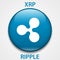 Ripple cryptocurrency blockchain icon. Virtual electronic, internet money or cryptocoin symbol, logo