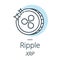 Ripple cryptocurrency coin line, icon of virtual currency