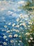 Rippling Reflections: A Serene Scene of River Daisies and Soft B