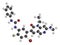 Ripretinib cancer drug molecule. 3D rendering. Atoms are represented as spheres with conventional color coding: hydrogen white,.