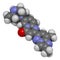 Risdiplam Spinal muscular Atrophy drug molecule. 3D rendering. Atoms are represented as spheres with conventional color coding: