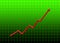 Rise arrow in Green grid with lines and small squares, stocks investment profit growth concept. Business graph. Gradient bright