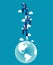 The rise of globe population. Concept business vector illustration, Growth, Up, World population