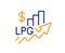 Rise price line icon. LPG excise duty sign. Vector