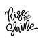 Rise and shine. Text lettering monoline style. Modern brush calligraphy. Vector illustration. Black and white. Design