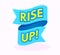 Rise Up Banner with Typography in Blue Curve Ribbon, Graphic Design Element Isolated on White Background