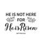 He is risen calligraphy hand lettering. Bible Quote Matthew 28 6 typography poster. Easy to edit vector template for Easter